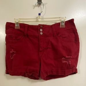 Red Denim Shorts
